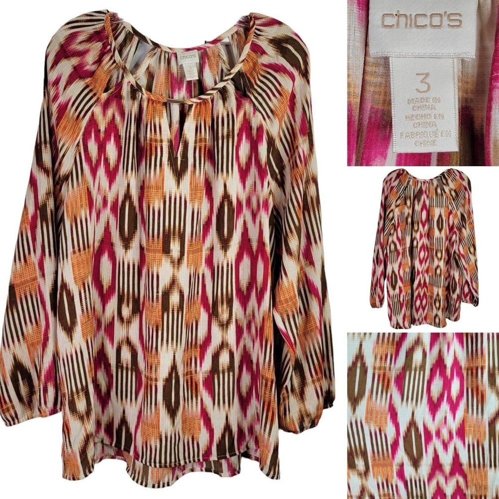 Chico's Multicolor Ikat Print Tunic